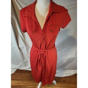 RM LL Red Button Front Shirt Dress Size Small Business